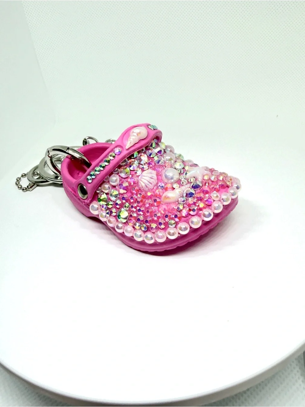Pink Jeweled Mini Clog Keychain
